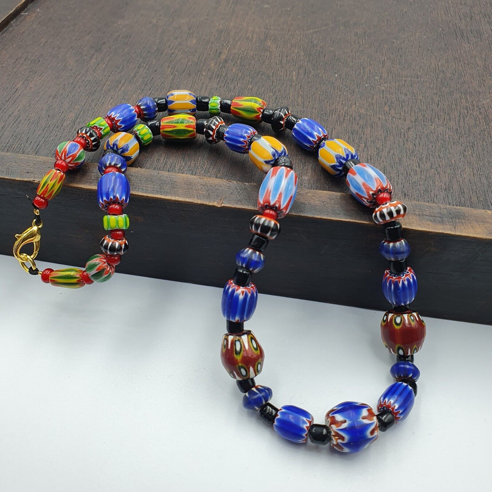 Harmony of Murano Mix Venetian Inspired Beadwork Chevron Beads Necklace NC-502