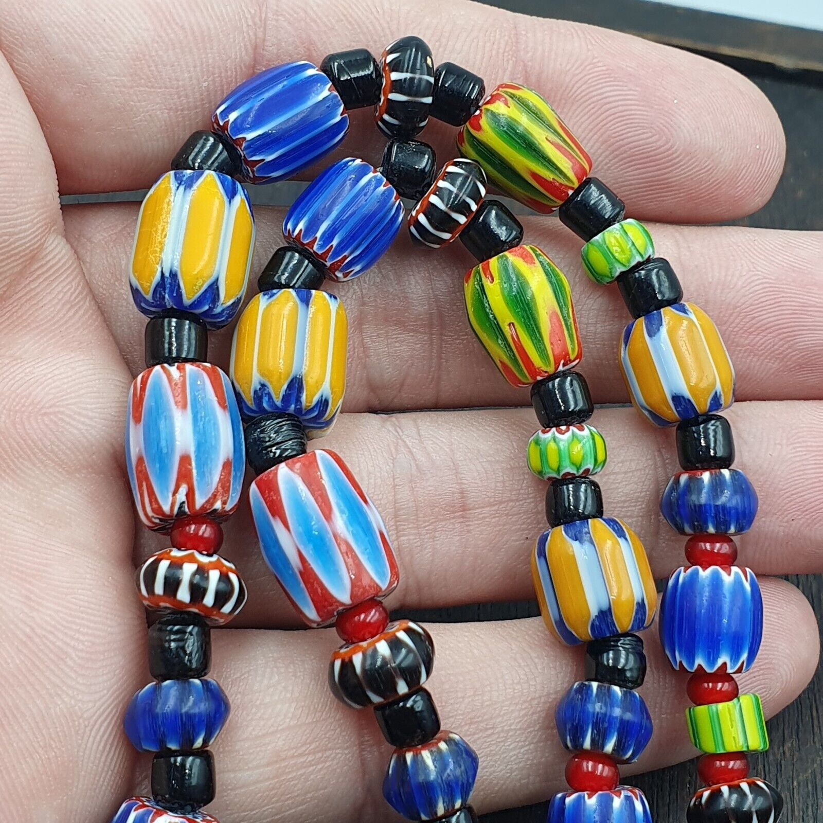 Harmony of Murano Mix Venetian Inspired Beadwork Chevron Beads Necklace NC-502