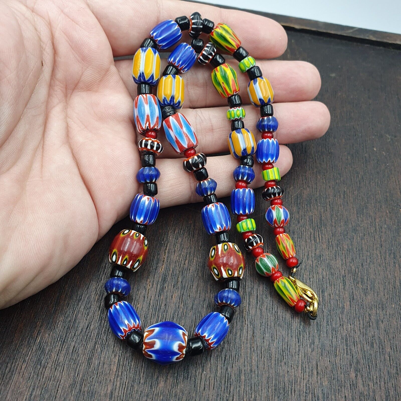 Harmony of Murano Mix Venetian Inspired Beadwork Chevron Beads Necklace NC-502