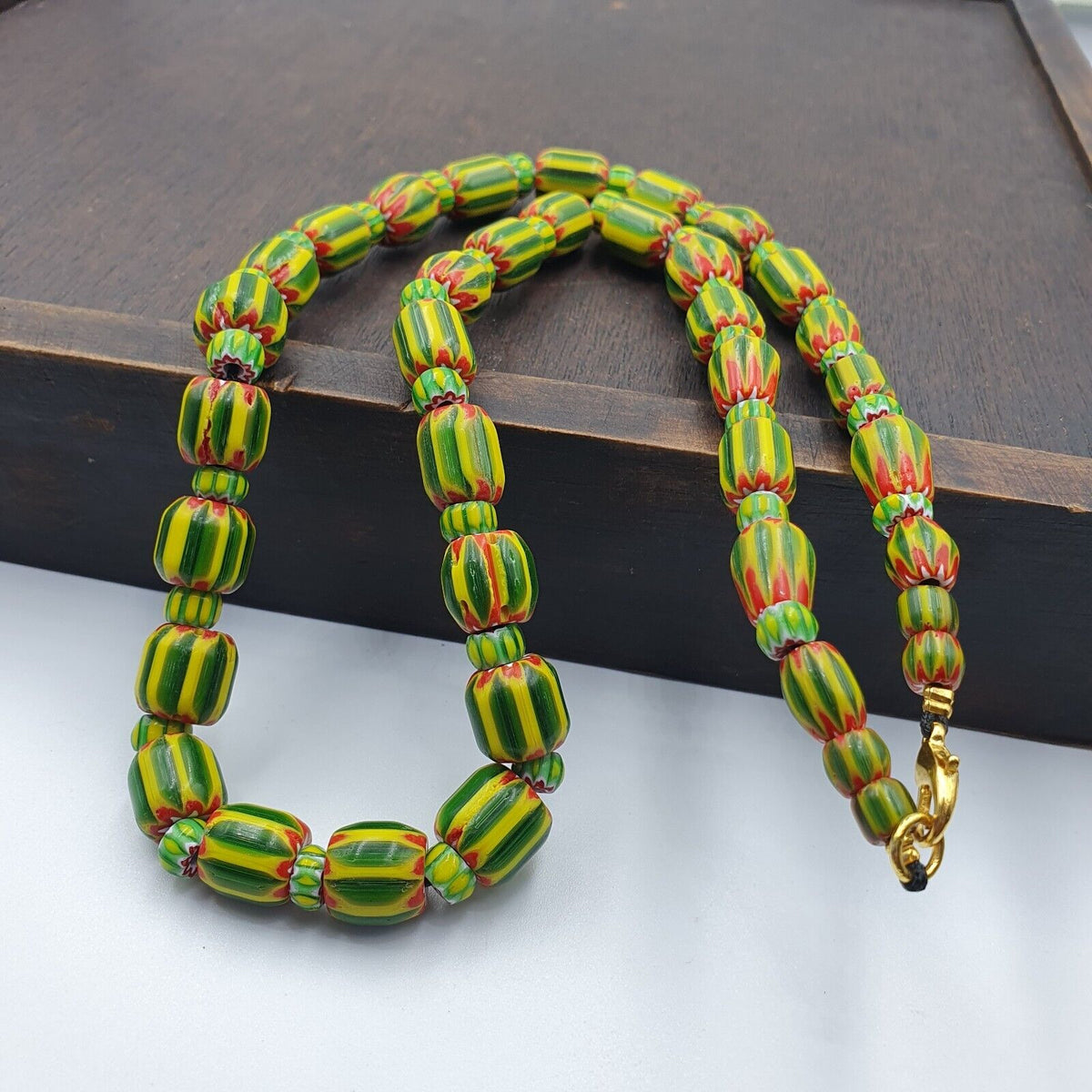 Venetian Style Trade beads Vintage Chevron Glass Beads necklace