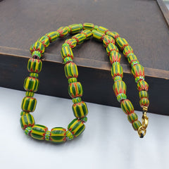 Venetian Style Trade beads Vintage Chevron Glass Beads necklace