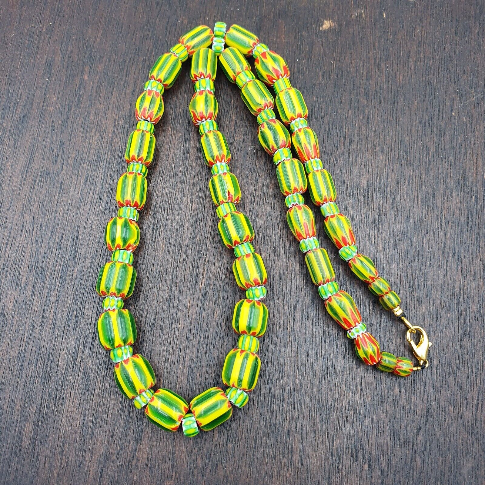 Venetian Style Trade beads Vintage Chevron Glass Beads necklace