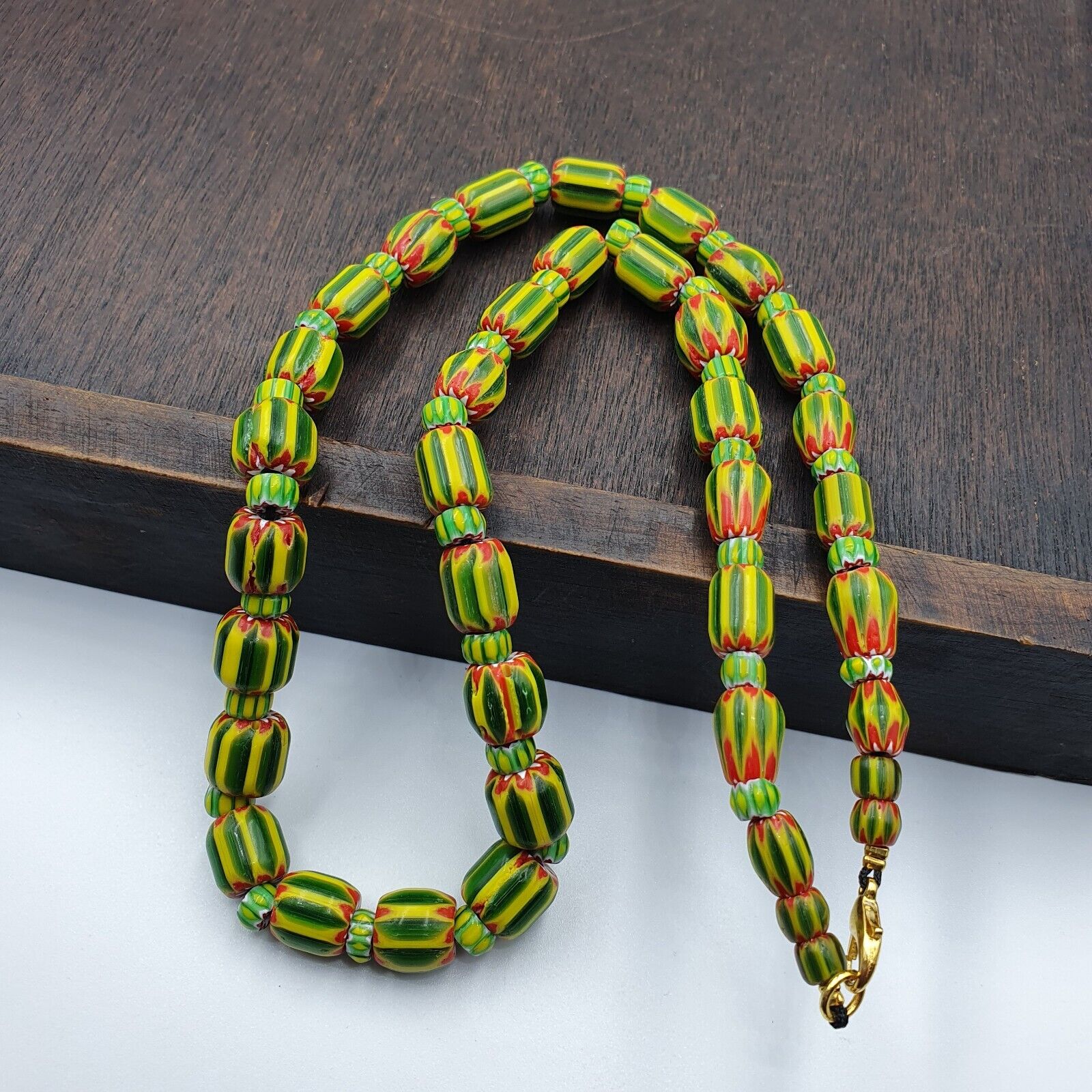 Venetian Style Trade beads Vintage Chevron Glass Beads necklace