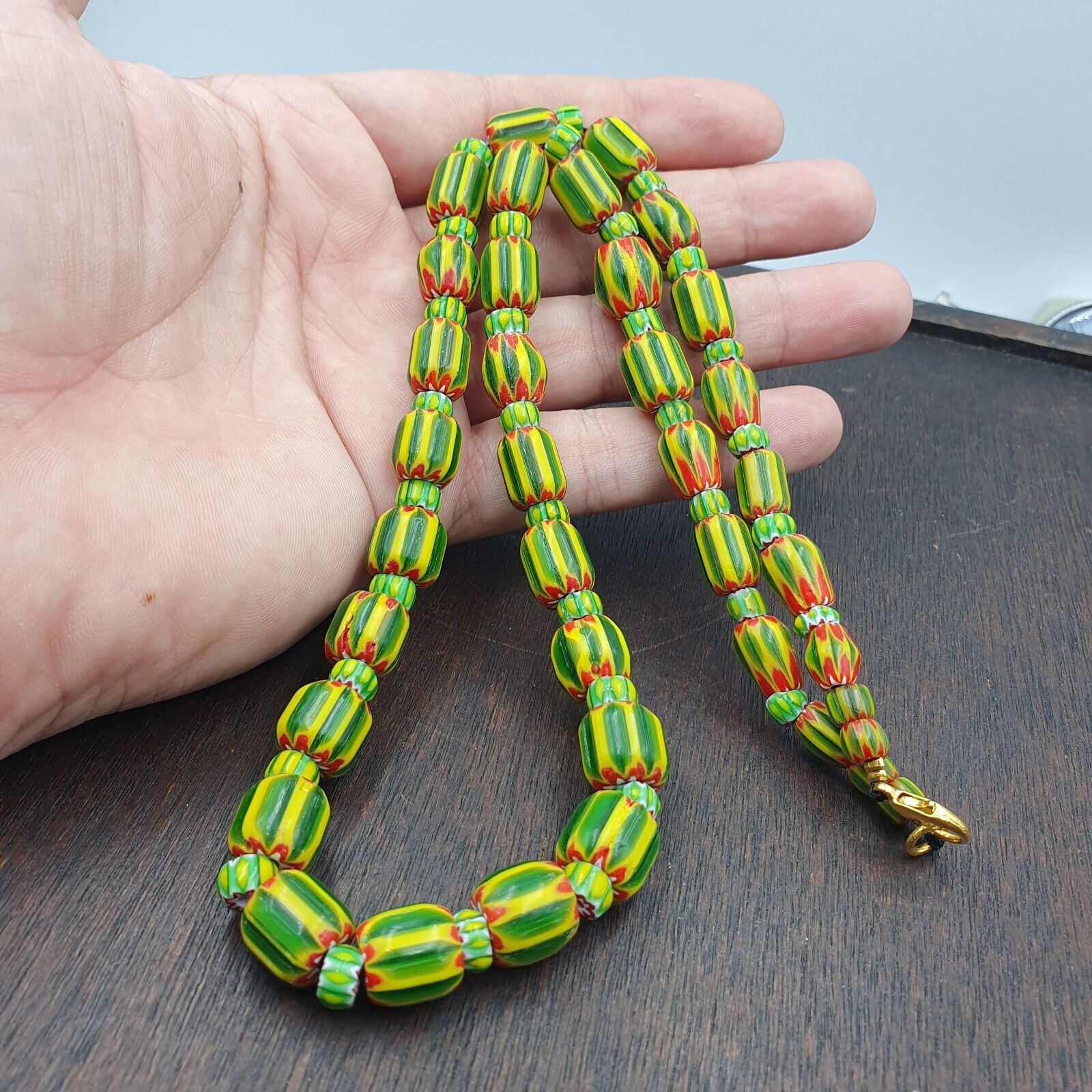 Venetian Style Trade beads Vintage Chevron Glass Beads necklace