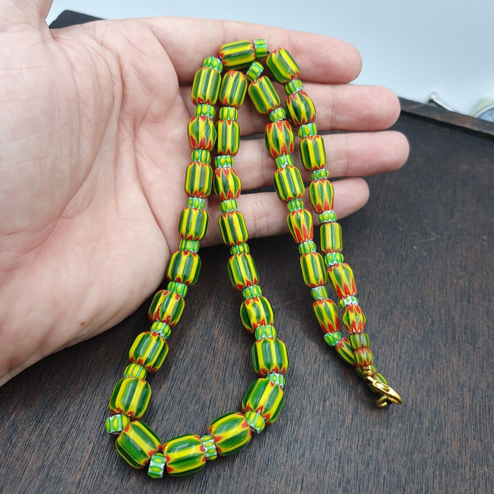 Venetian Style Trade beads Vintage Chevron Glass Beads necklace