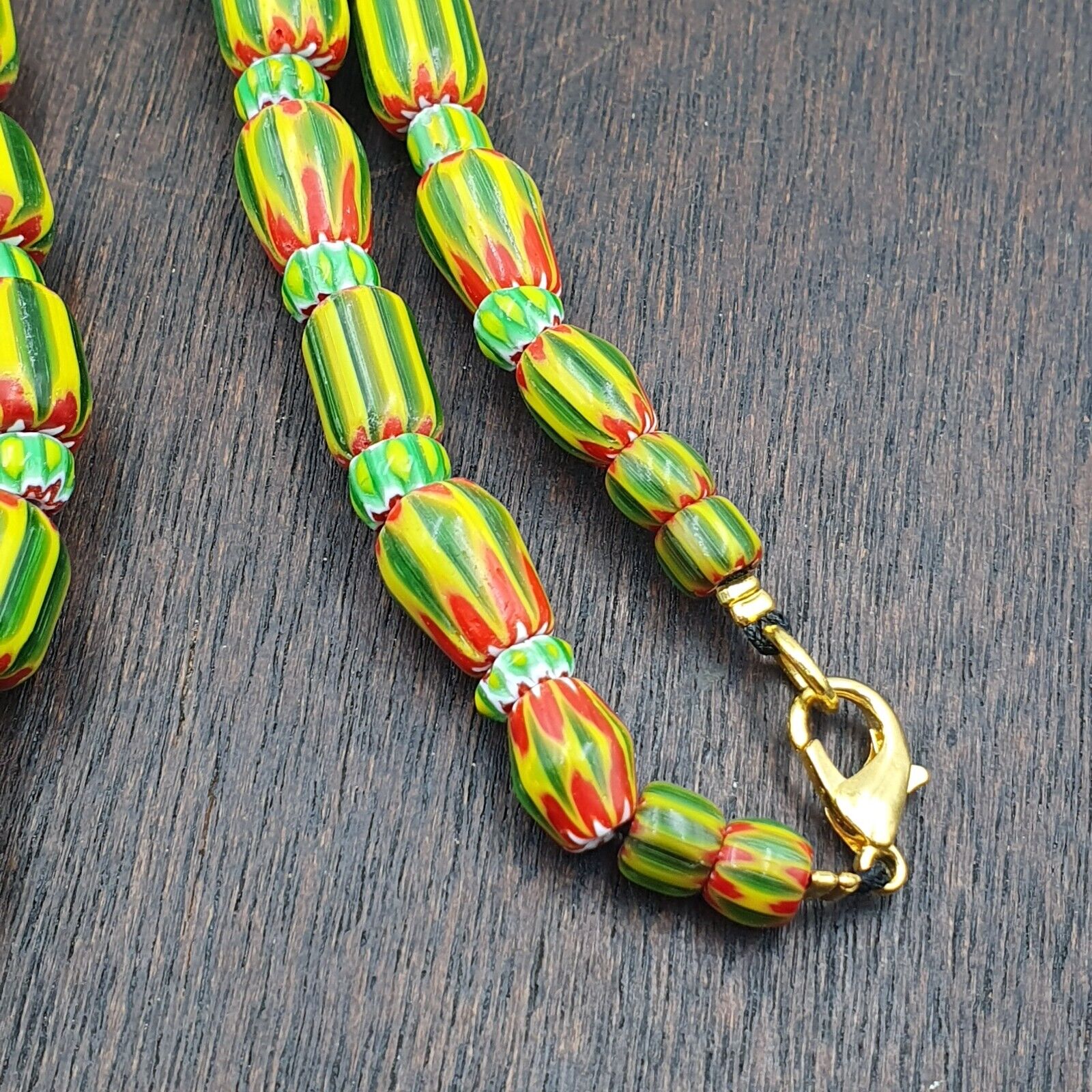 Venetian Style Trade beads Vintage Chevron Glass Beads necklace