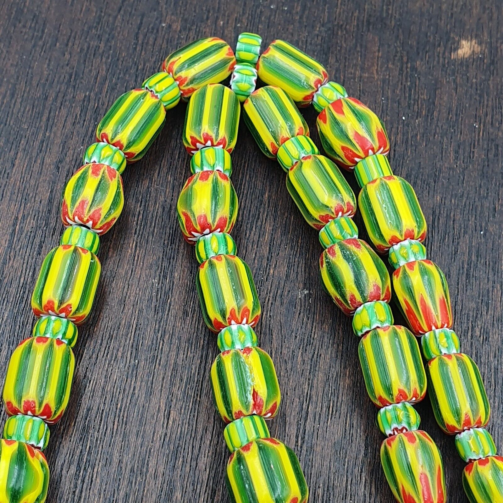 Venetian Style Trade beads Vintage Chevron Glass Beads necklace