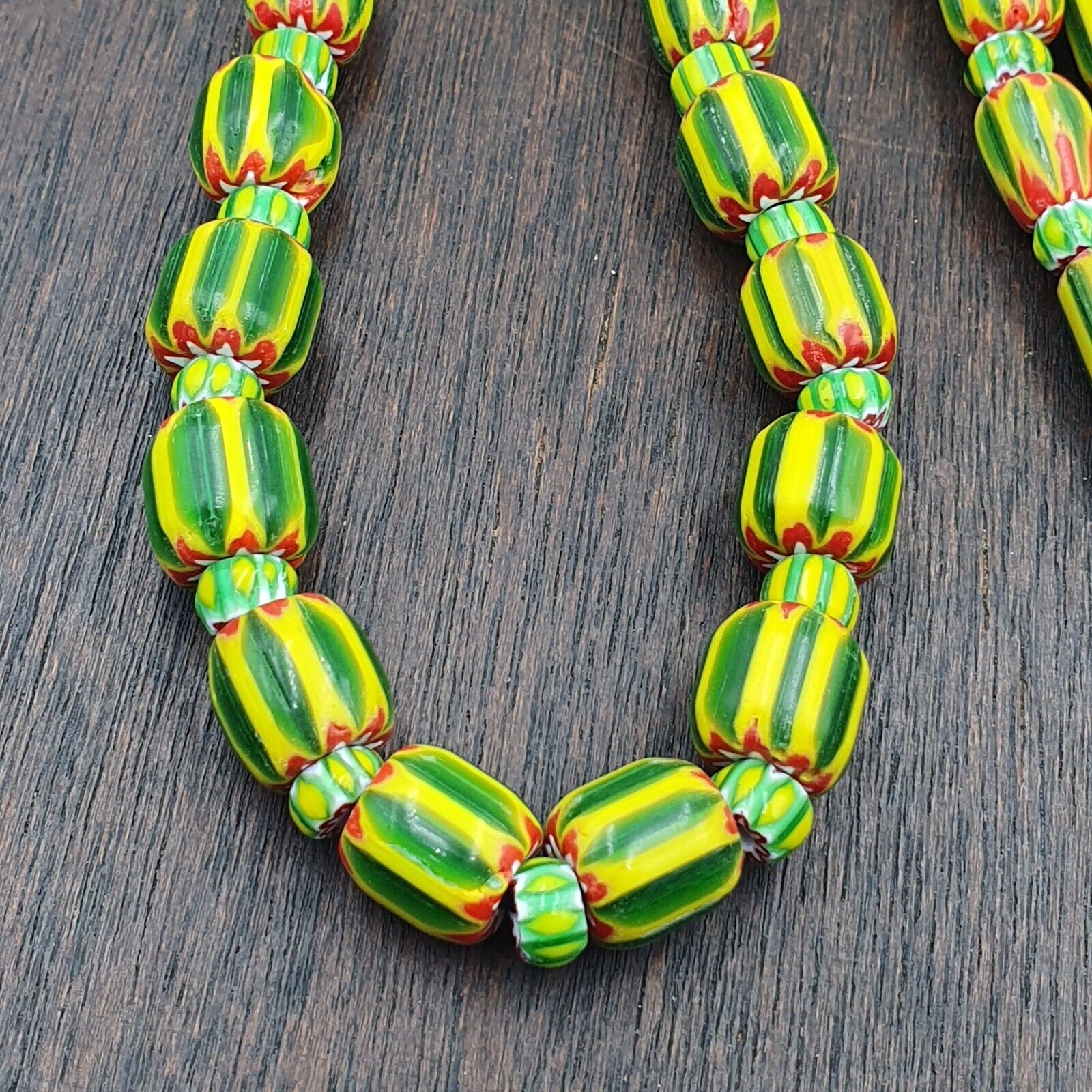 Venetian Style Trade beads Vintage Chevron Glass Beads necklace