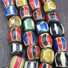 Antique Vintage Venetian Style Multi Chevron Trade Beads Necklace