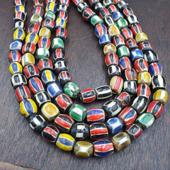 Antique Vintage Venetian Style Multi Chevron Trade Beads Necklace