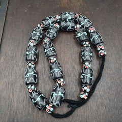Vintage Black Gabri Eyes Skunk Thousand eyes Glass Beads Strand