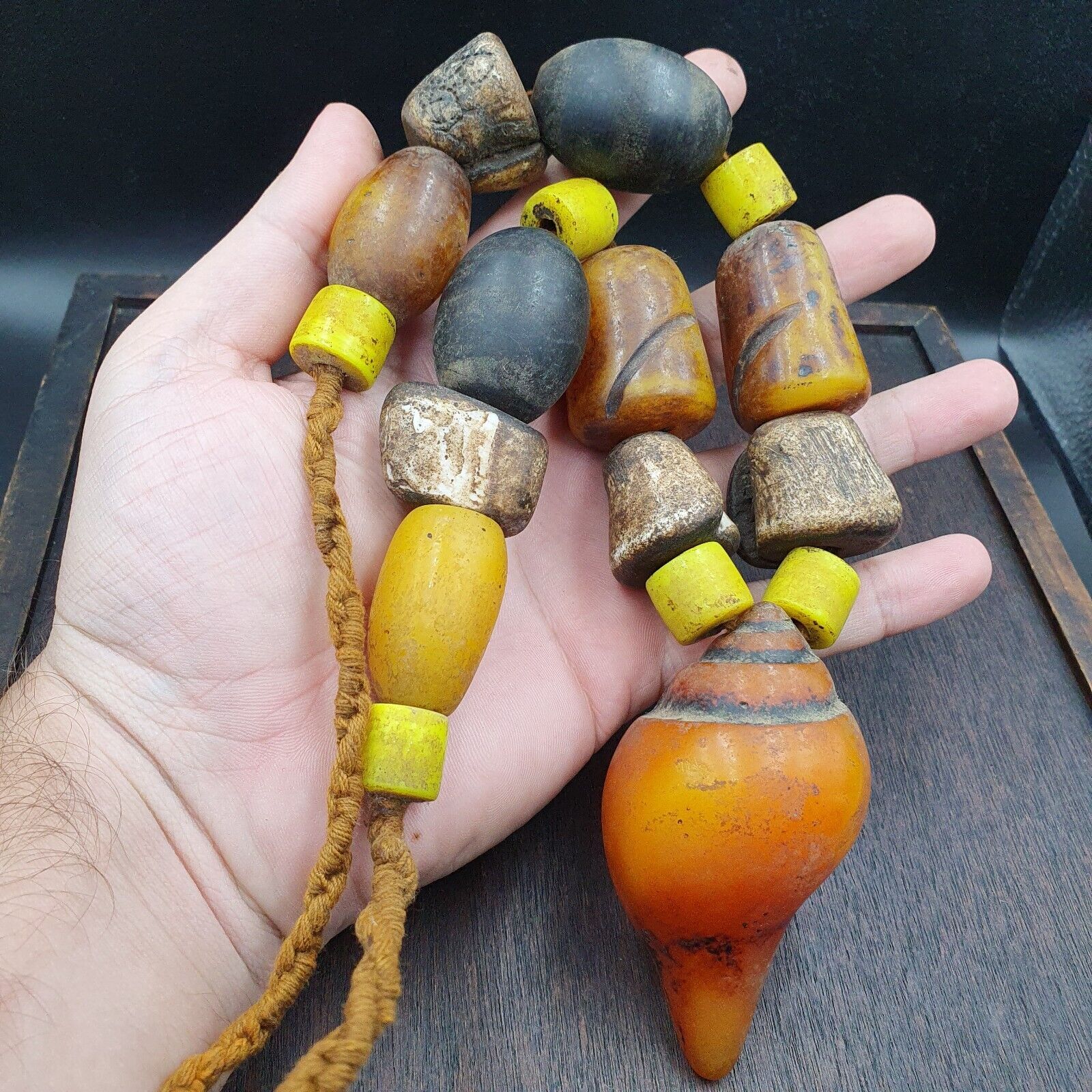Moroccan Necklace Handcrafted Amber Resin Vintage Jewelry African Necklace