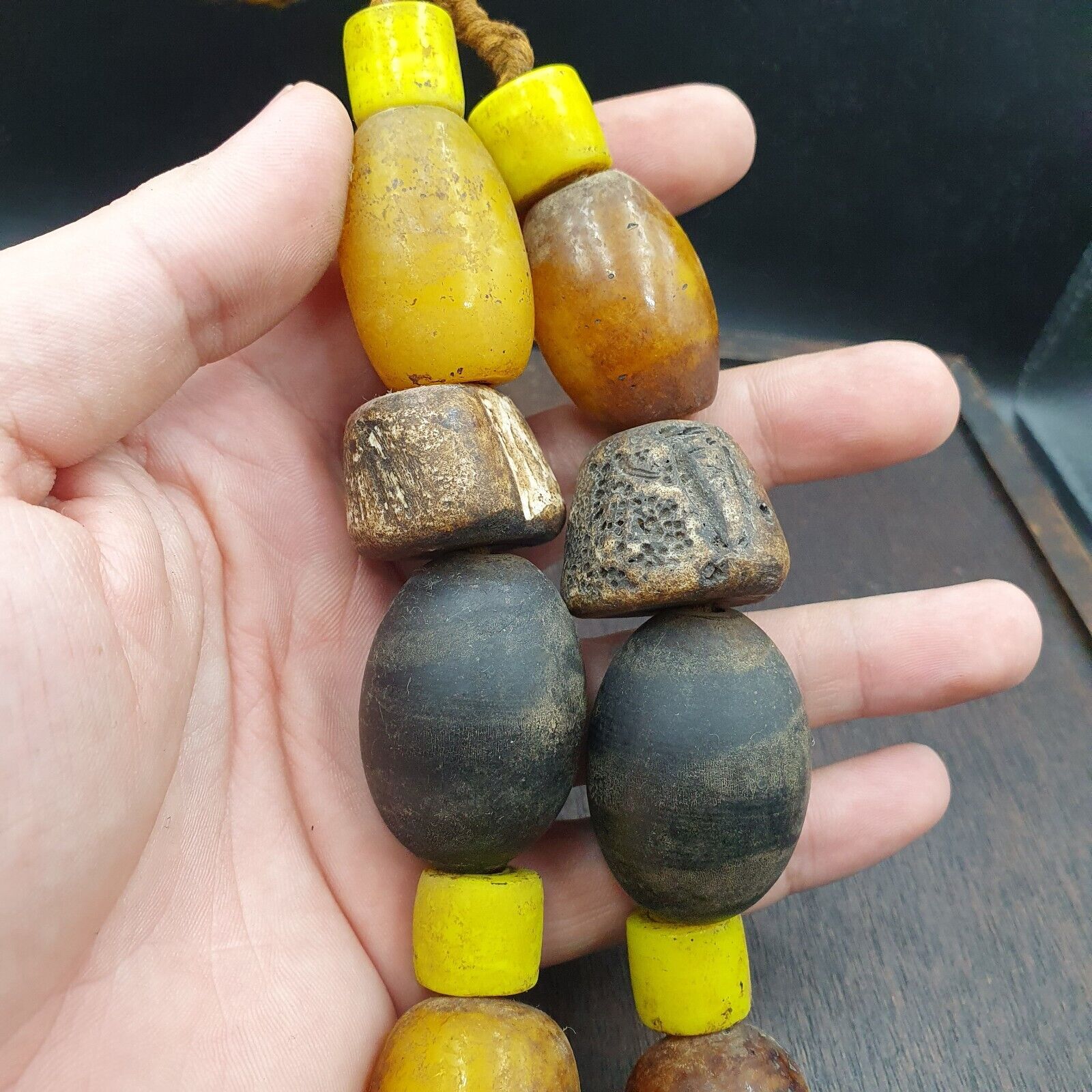 Moroccan Necklace Handcrafted Amber Resin Vintage Jewelry African Necklace