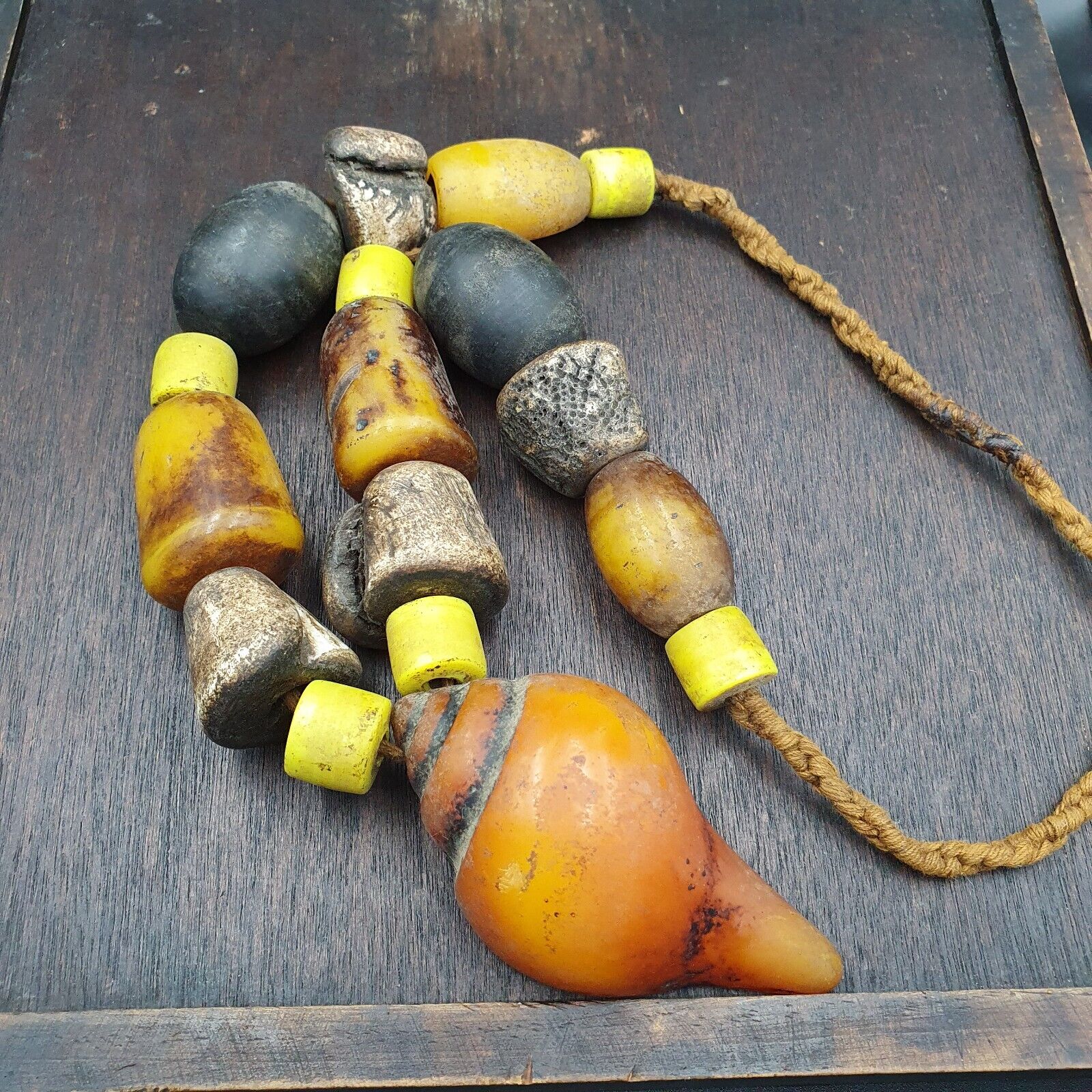 Moroccan Necklace Handcrafted Amber Resin Vintage Jewelry African Necklace