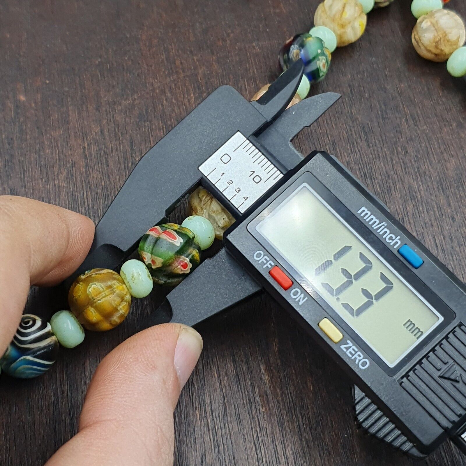 VINTAGE Murano MILLEFIORI Style Melon Glass beads Strand 24" 13mm
