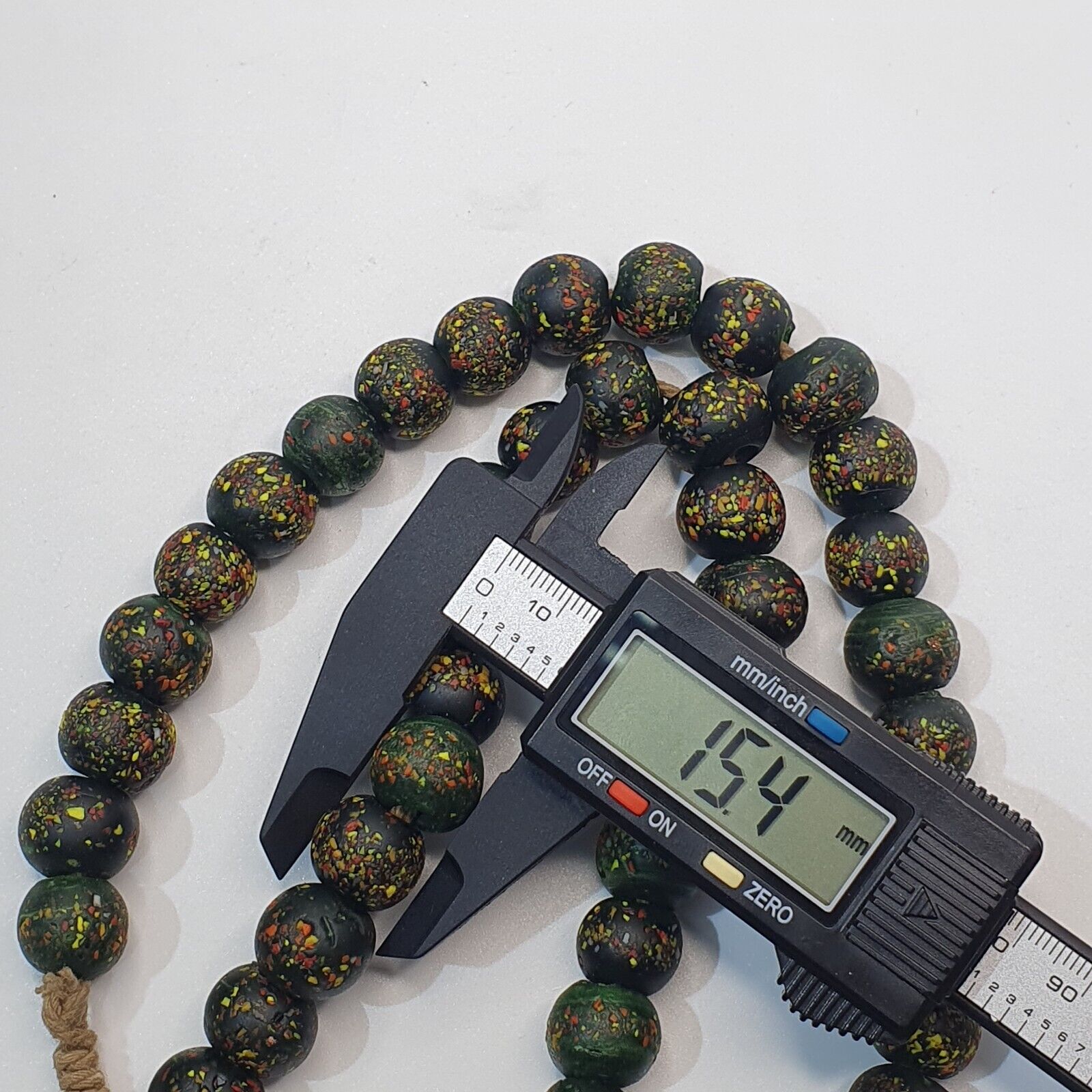 Vintage Trade Cobalt Green Candy Glass Beads Beaded Necklace CND-G1