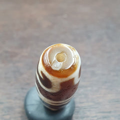 Tibetan Old Agate Dzi Bead Unique Pattern Amulet Pendant STB-12