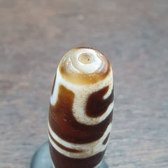 Tibetan Old Agate Dzi Bead Unique Pattern Amulet Pendant STB-12