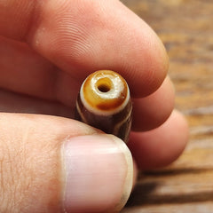 Antique Old Tibetan 3 Circle Eyes in Eye Agate stone Dzi Bead Amulet
