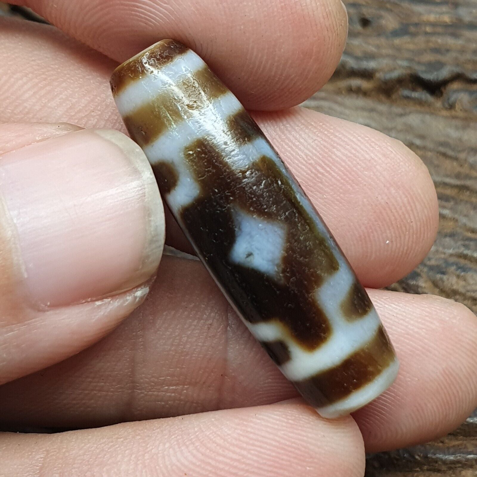 Old Tibetan Himalayan Diamond Eyes Agate stone Dzi Bead Amulet CT-4