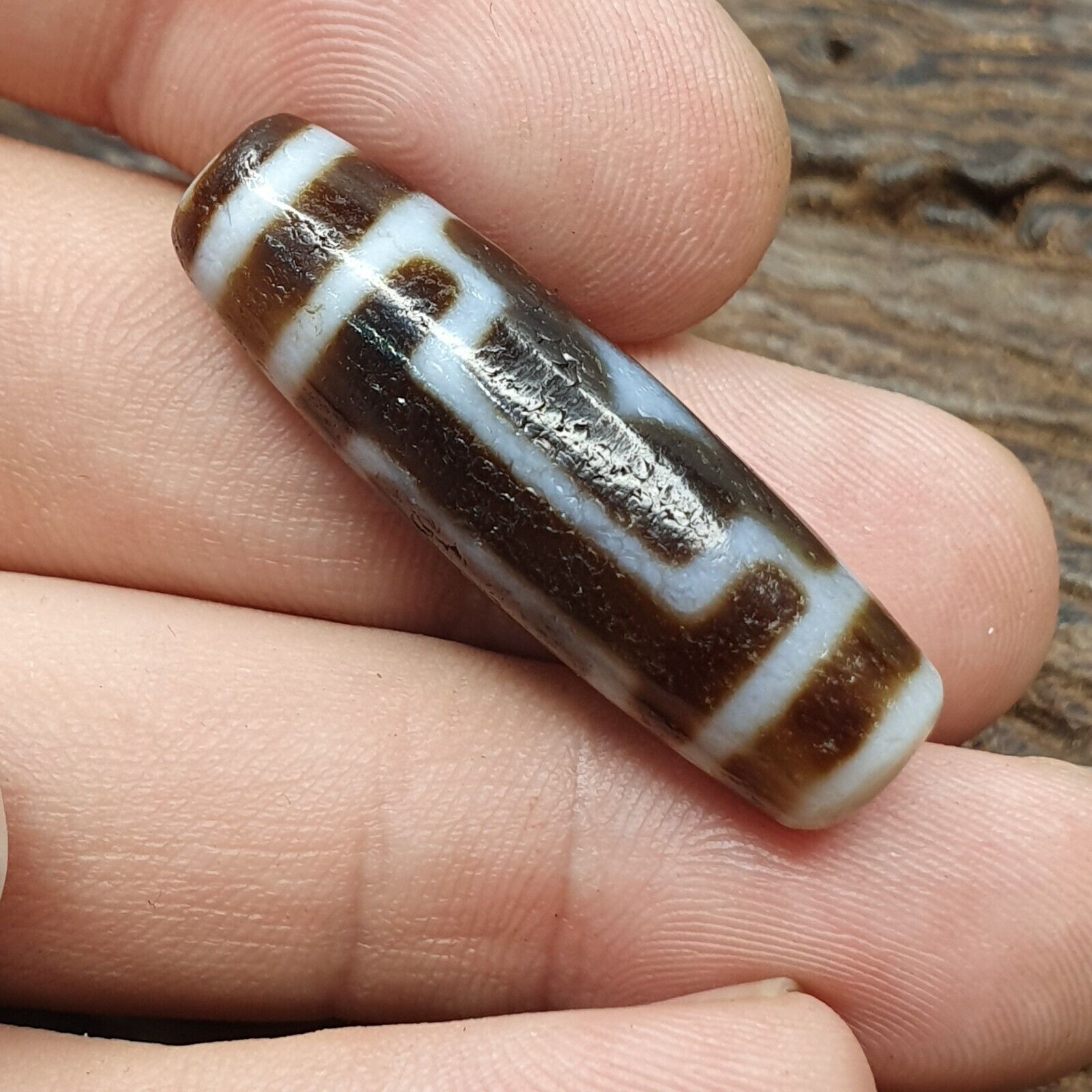 Old Tibetan Himalayan Diamond Eyes Agate stone Dzi Bead Amulet CT-4