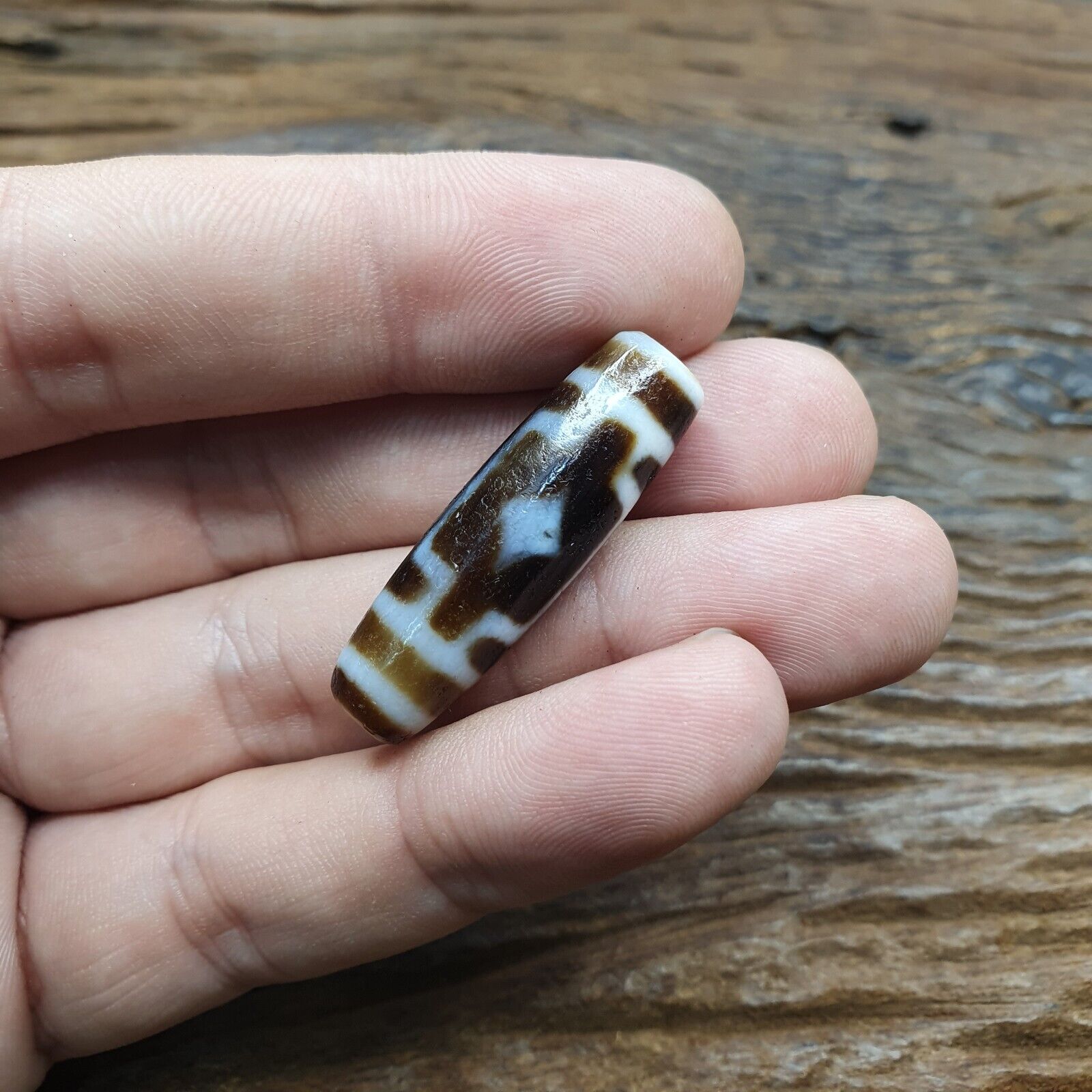 Old Tibetan Himalayan Diamond Eyes Agate stone Dzi Bead Amulet CT-4