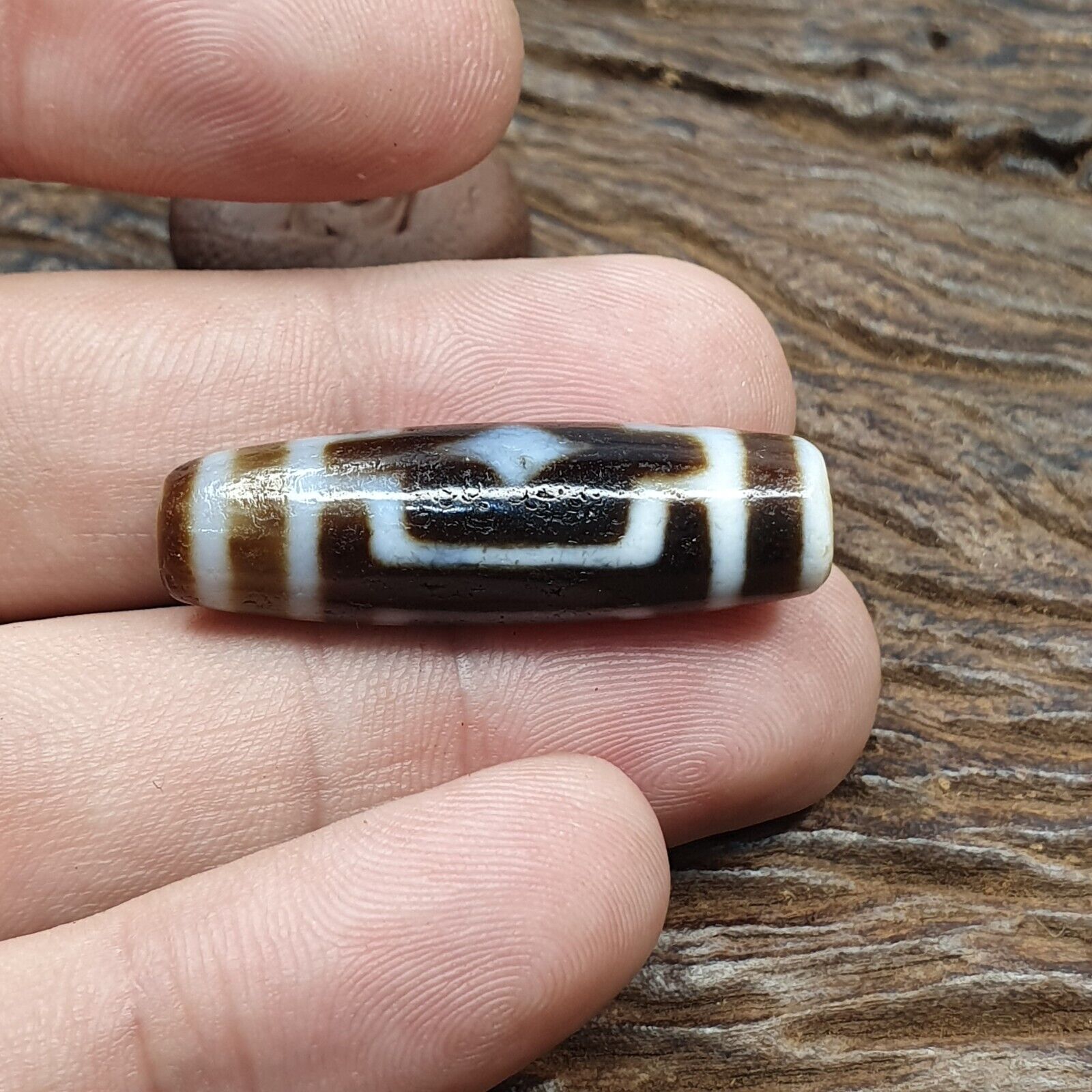 Old Tibetan Himalayan Diamond Eyes Agate stone Dzi Bead Amulet CT-4