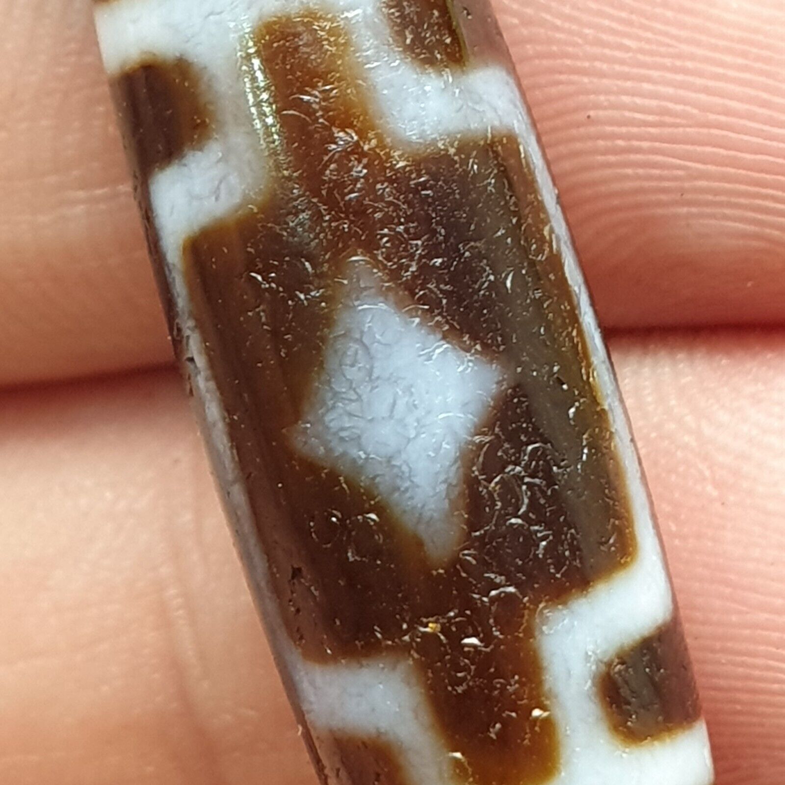 Old Tibetan Himalayan Diamond Eyes Agate stone Dzi Bead Amulet CT-4