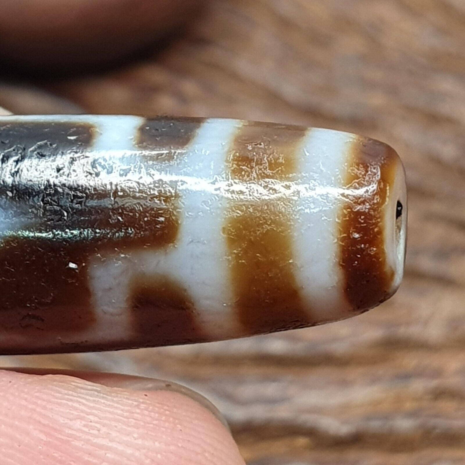 Old Tibetan Himalayan Diamond Eyes Agate stone Dzi Bead Amulet CT-4