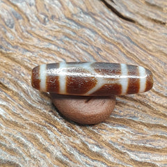 Antique Old Tibetan 6 Football pattern Eyes Agate stone Dzi Bead Amulet CT-3
