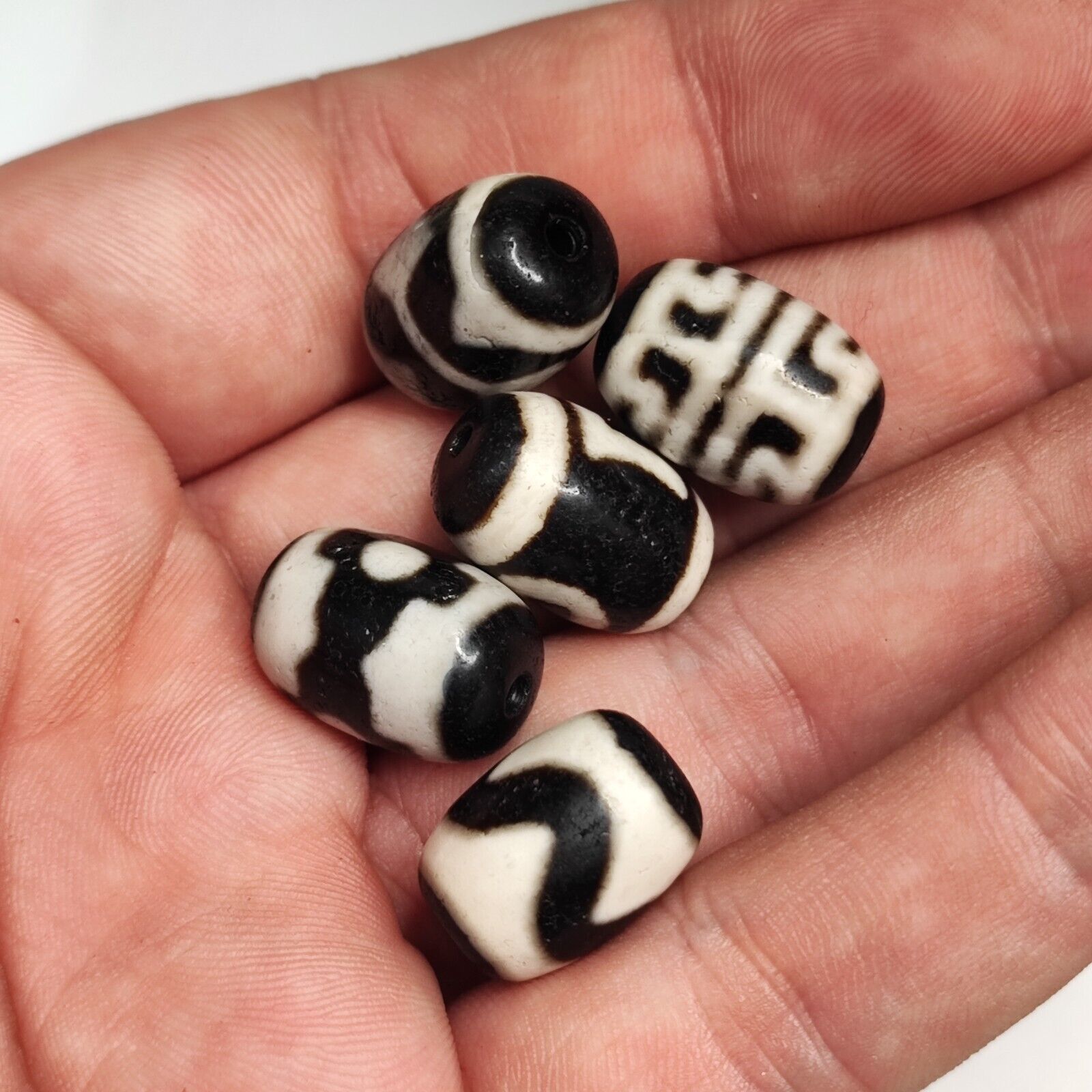 Lot 5 Powerful Unique patterns  Tibetan Agate Dzi Bead Amulet 129