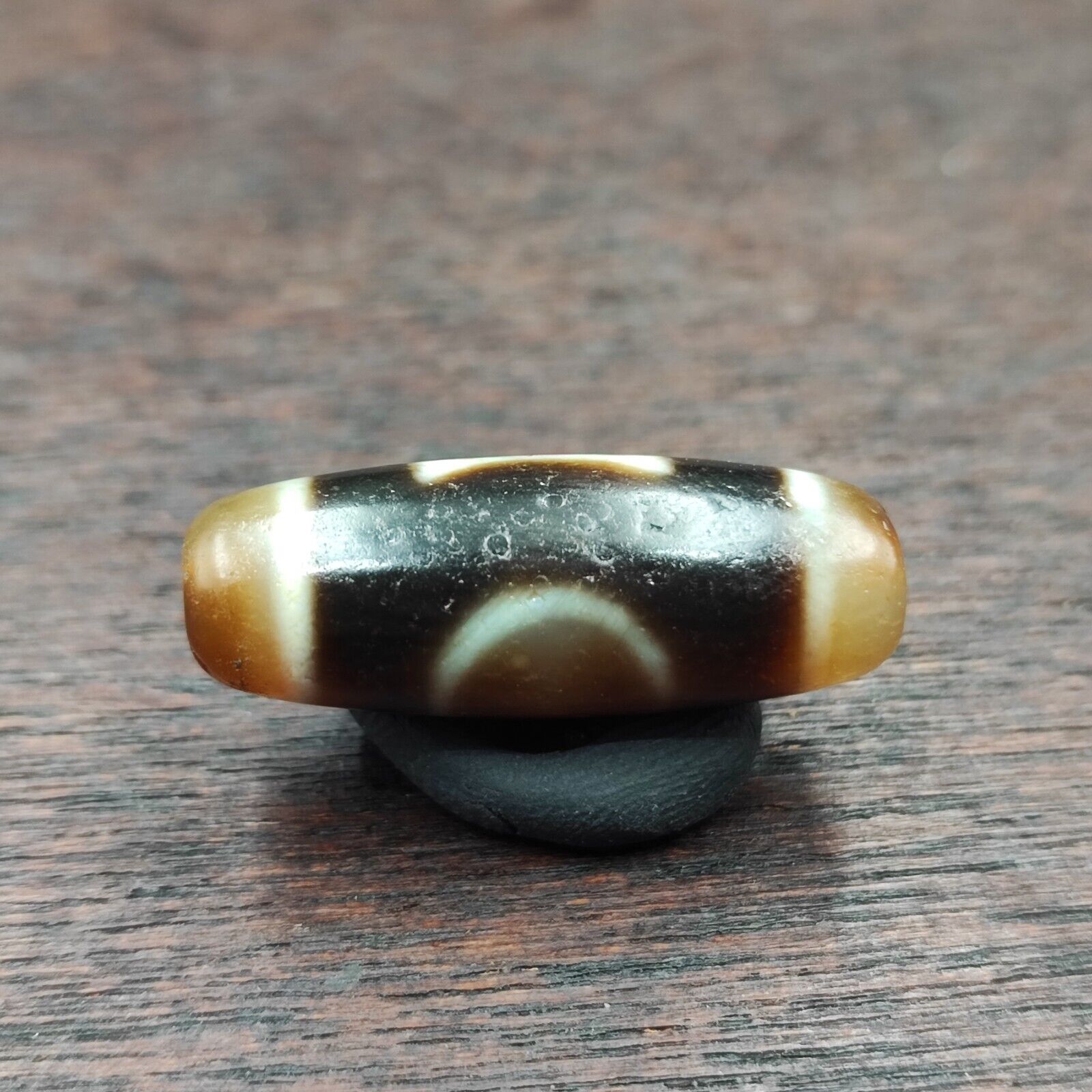 Antique Old Tibetan 1Circle Eyes 1 Aquare Eye Agate stone Dzi Bead Amulet 121