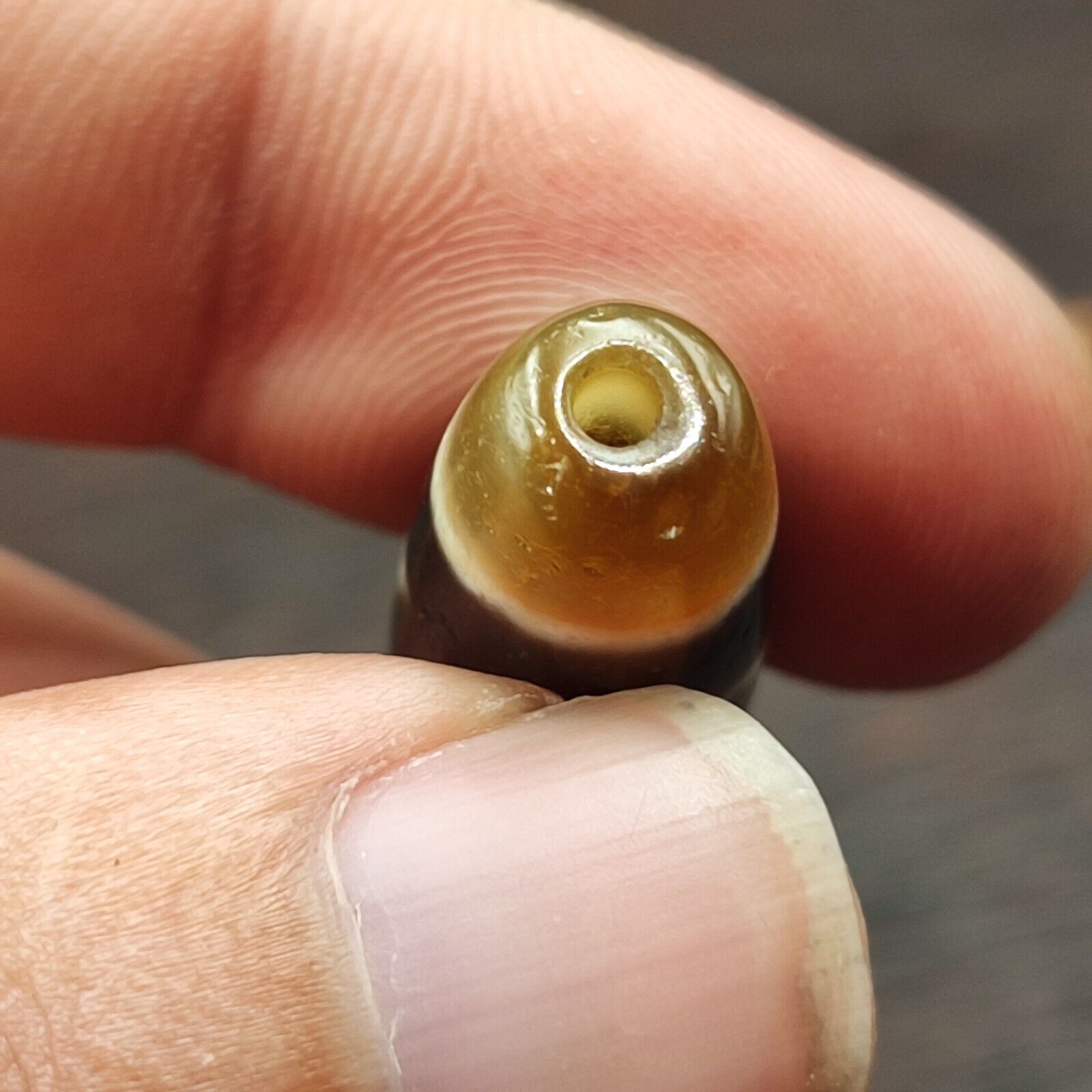 Antique Old Tibetan 1Circle Eyes 1 Aquare Eye Agate stone Dzi Bead Amulet 121