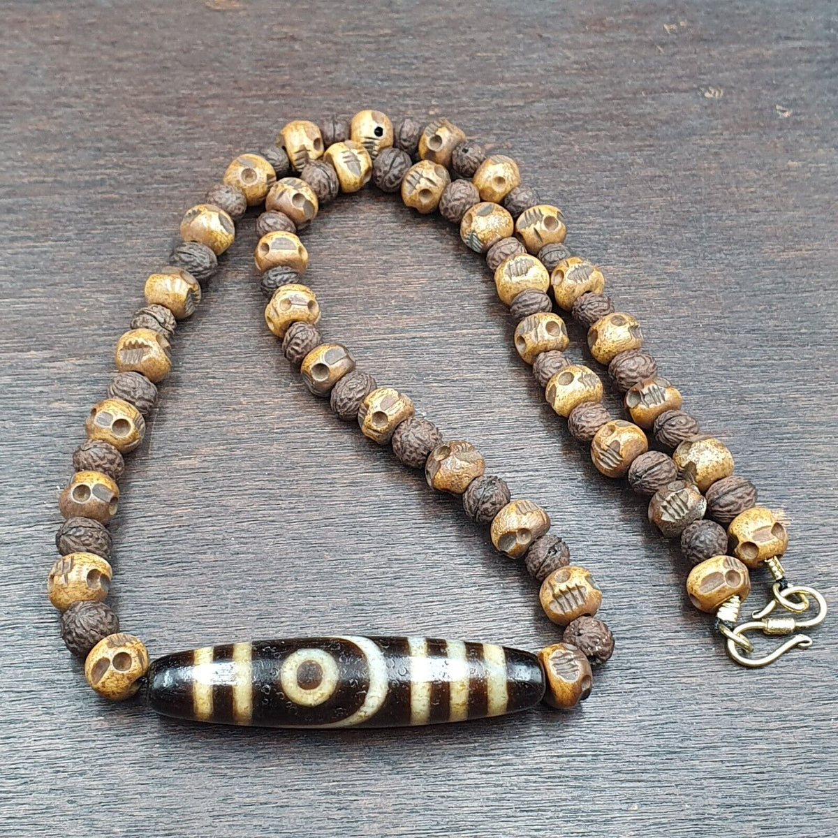 Antique Old Himalayan Indo Tibetan Agate Beads Unique pattern Dzi Necklace