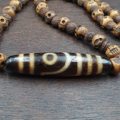Antique Old Himalayan Indo Tibetan Agate Beads Unique pattern Dzi Necklace