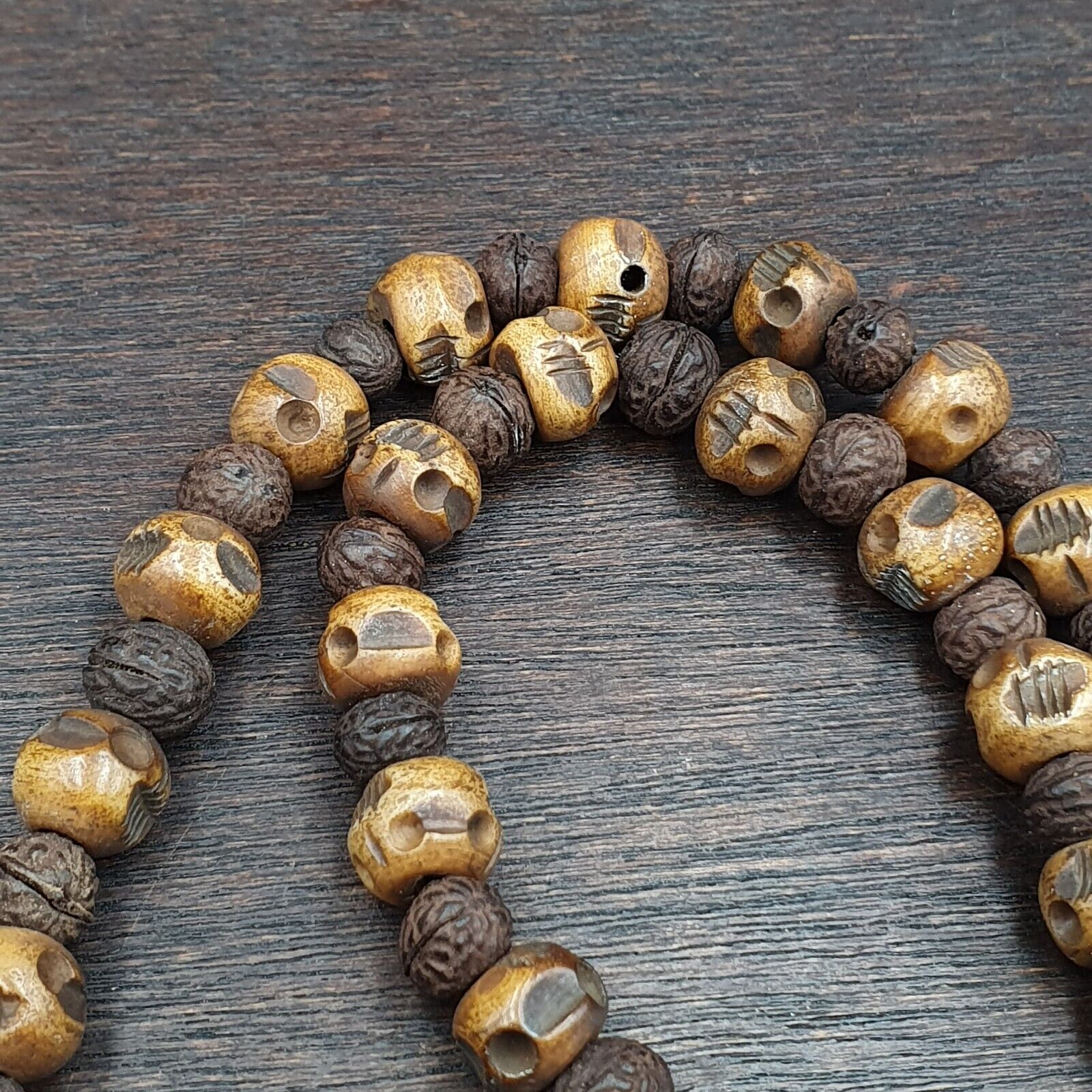 Antique Old Himalayan Indo Tibetan Agate Beads Unique pattern Dzi Necklace