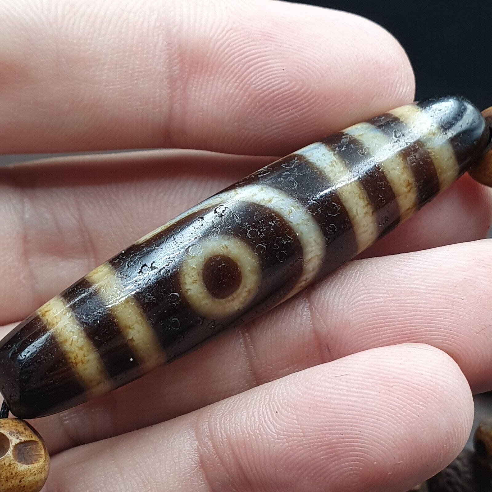 Antique Old Himalayan Indo Tibetan Agate Beads Unique pattern Dzi Necklace
