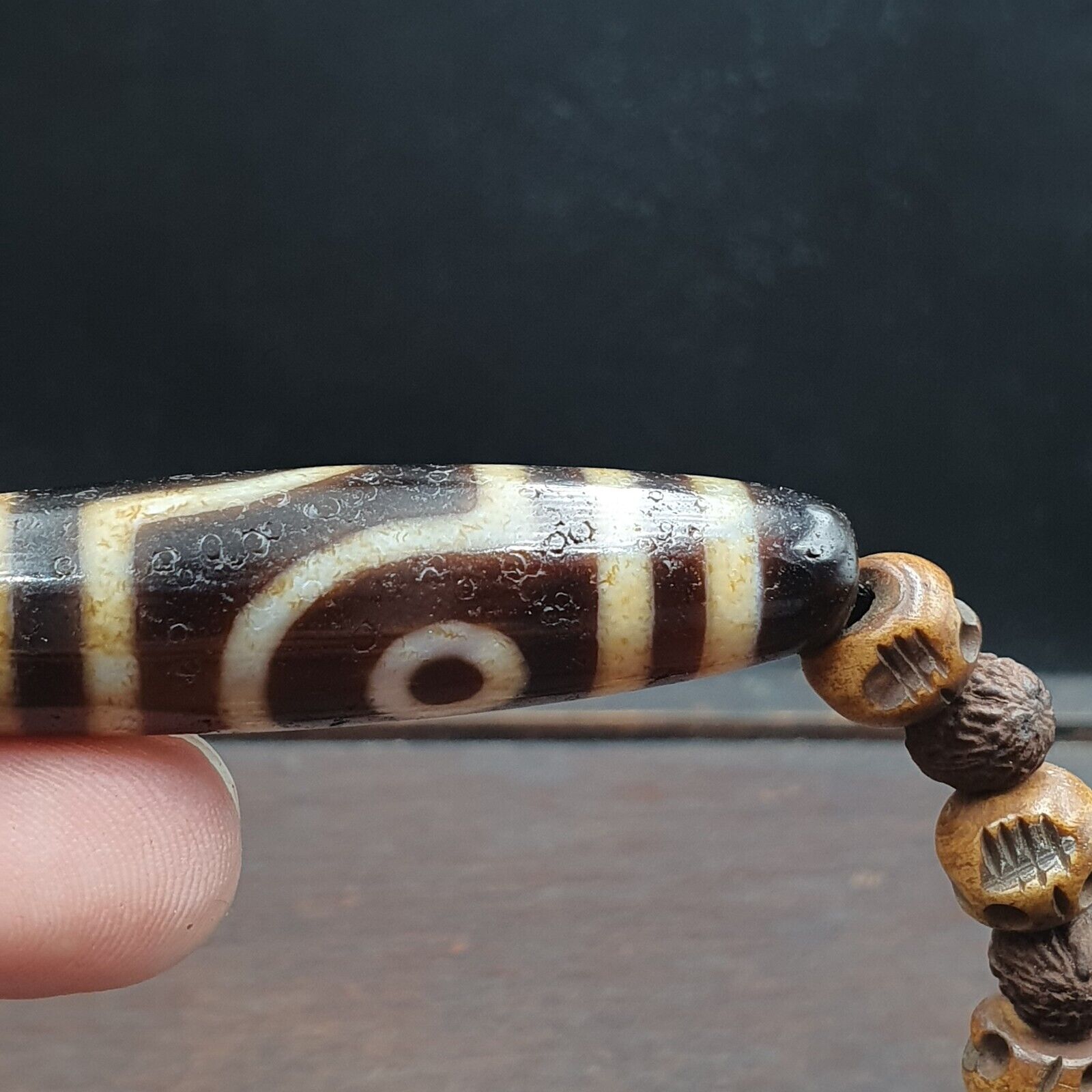 Antique Old Himalayan Indo Tibetan Agate Beads Unique pattern Dzi Necklace