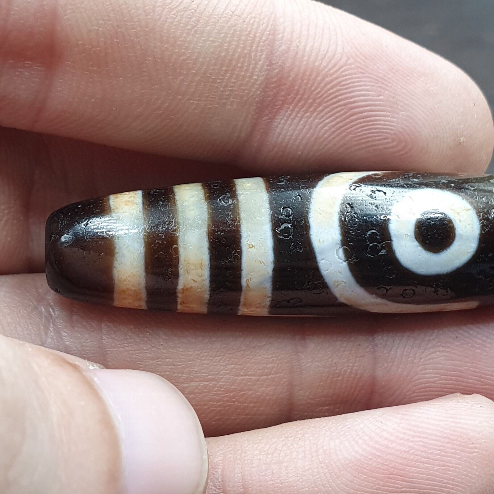 Powerful 2 eyes Unique patterns Tibetan Agate Dzi Bead Amulet CTC-2Y