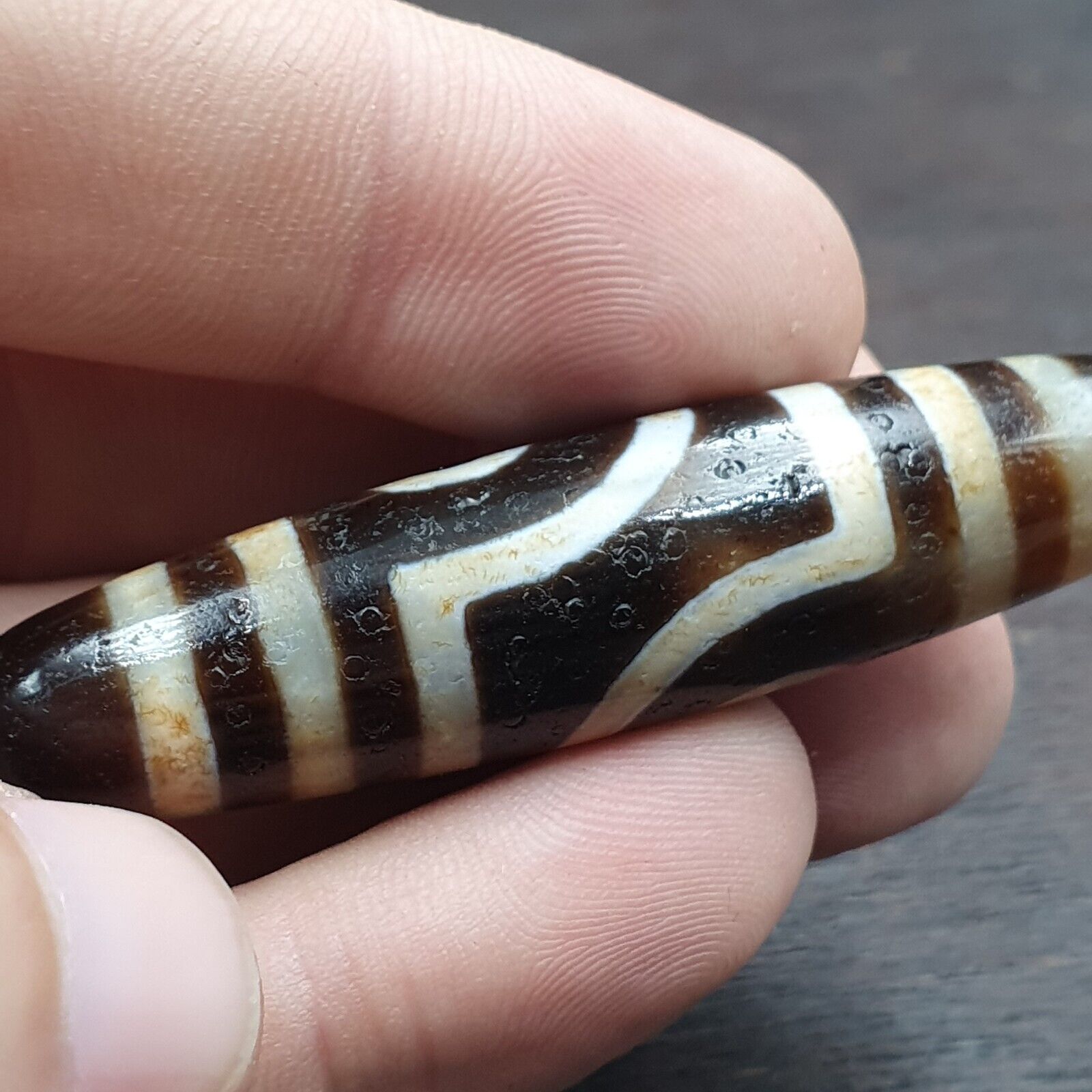 Powerful 2 eyes Unique patterns Tibetan Agate Dzi Bead Amulet CTC-2Y