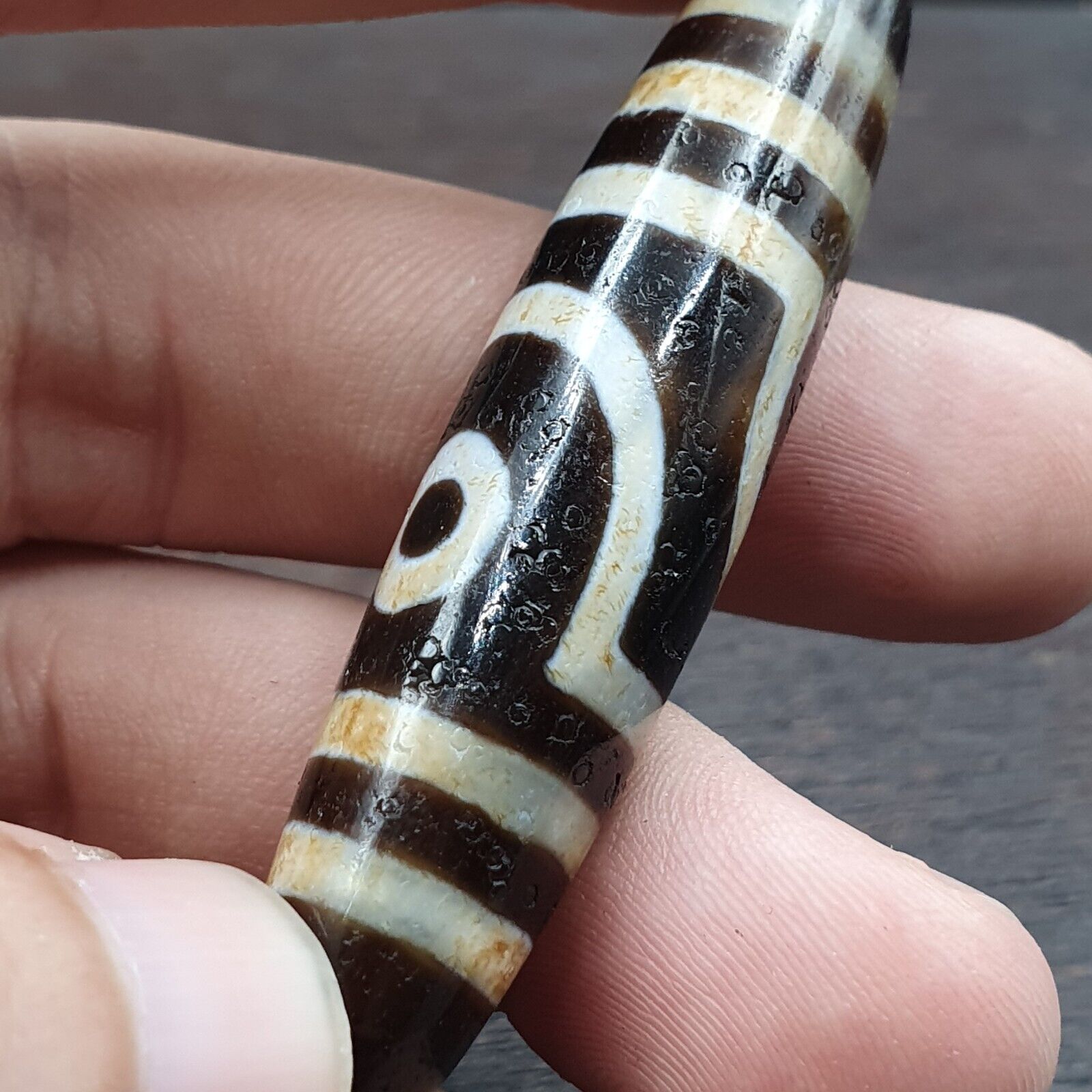 Powerful 2 eyes Unique patterns Tibetan Agate Dzi Bead Amulet CTC-2Y