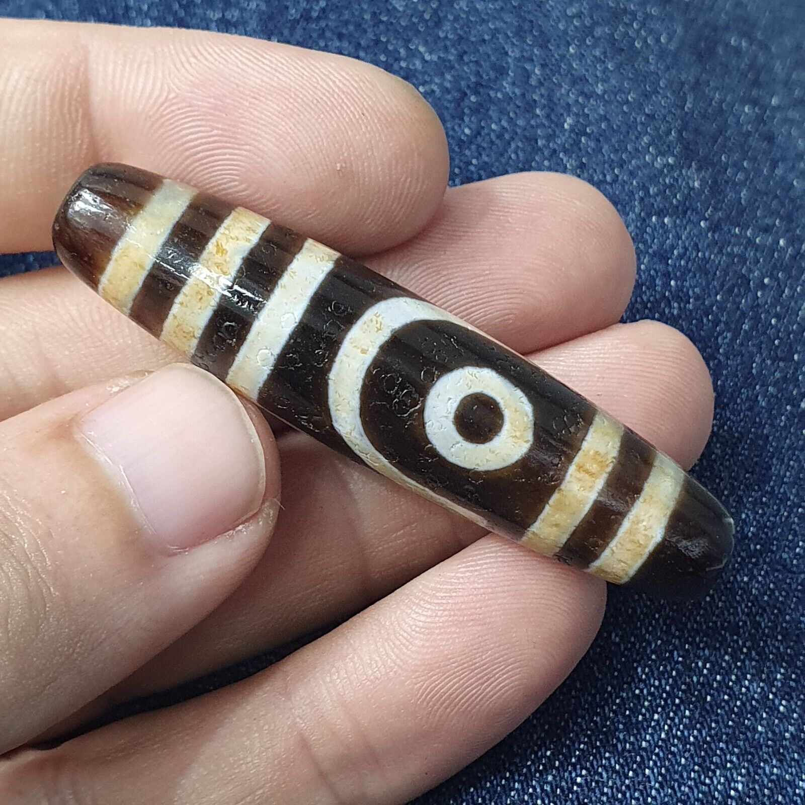 Powerful 2 eyes Unique patterns Tibetan Agate Dzi Bead Amulet CTC-2Y