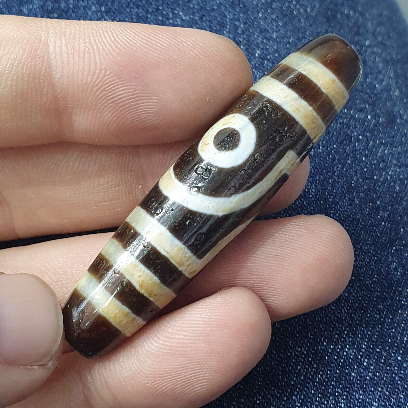 Powerful 2 eyes Unique patterns Tibetan Agate Dzi Bead Amulet CTC-2Y