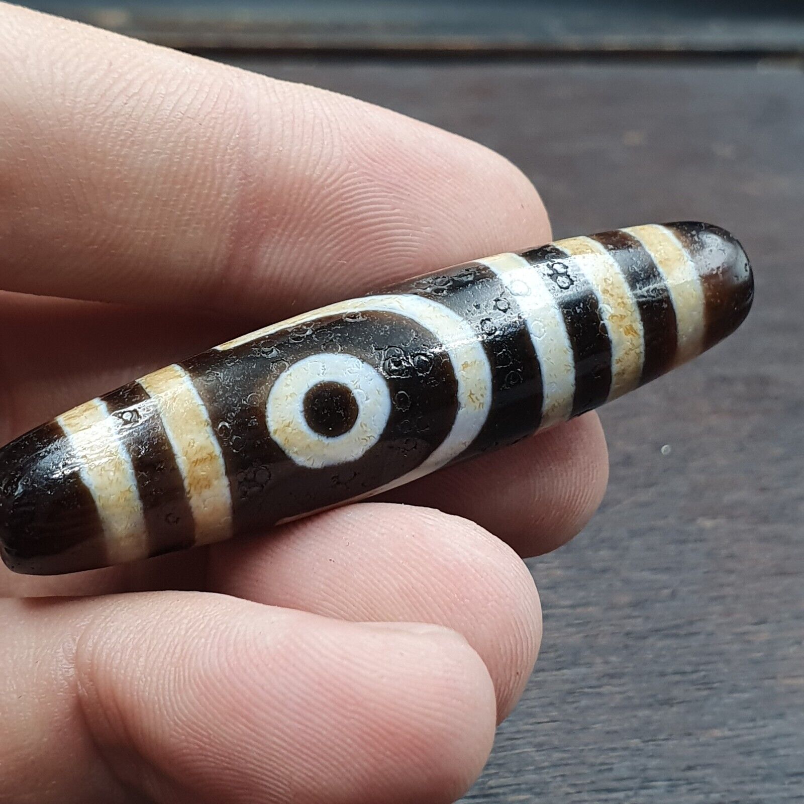 Powerful 2 eyes Unique patterns Tibetan Agate Dzi Bead Amulet CTC-2Y