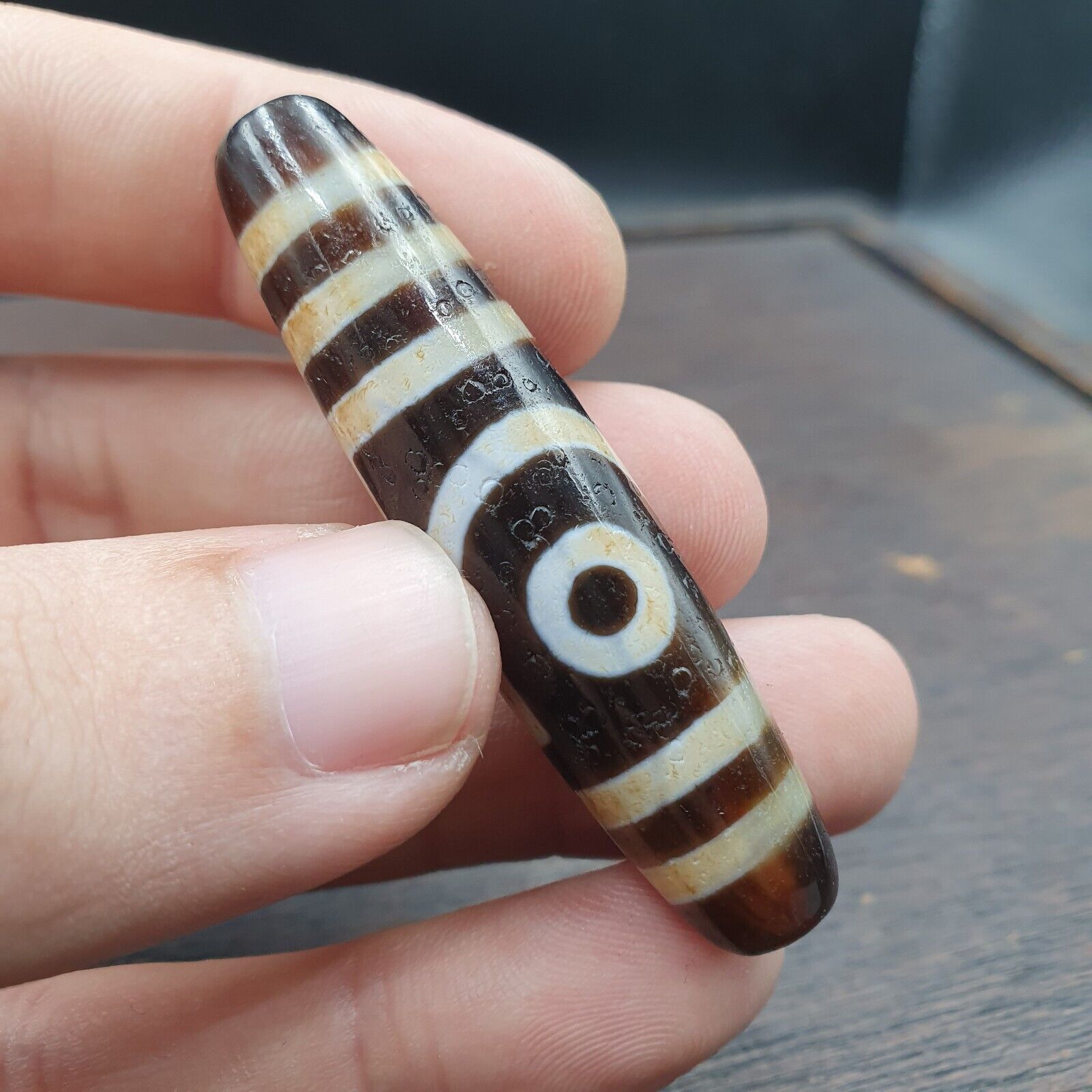 Powerful 2 eyes Unique patterns Tibetan Agate Dzi Bead Amulet CTC-2Y