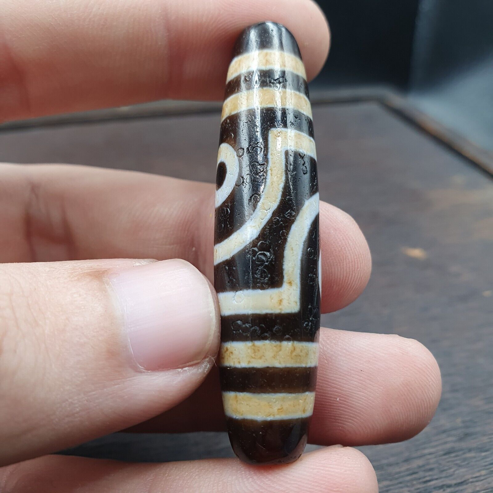 Powerful 2 eyes Unique patterns Tibetan Agate Dzi Bead Amulet CTC-2Y