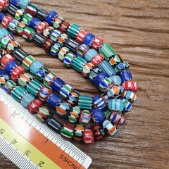 Lot 3 Vintage Venetian African Style Glass Chevron 6-10mm Beads Long Strand L2