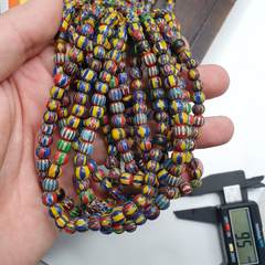 Vintage Venetian African Style Glass Chevron 6.5-7mm Beads Long Strand