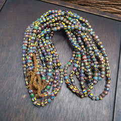Vintage Venetian African Style Glass Chevron 6.5-7mm Beads Long Strand