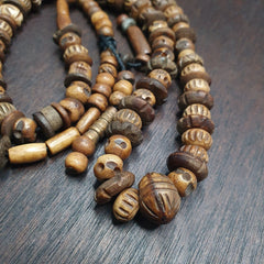Antique Tibetan Carving Beads Beaded Necklace Long Strand